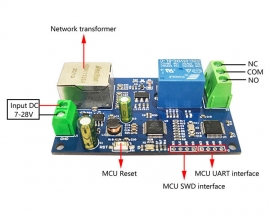 DC 7-28V Modbus RTU Network Relay Module W5500 Ethernet LAN Controller